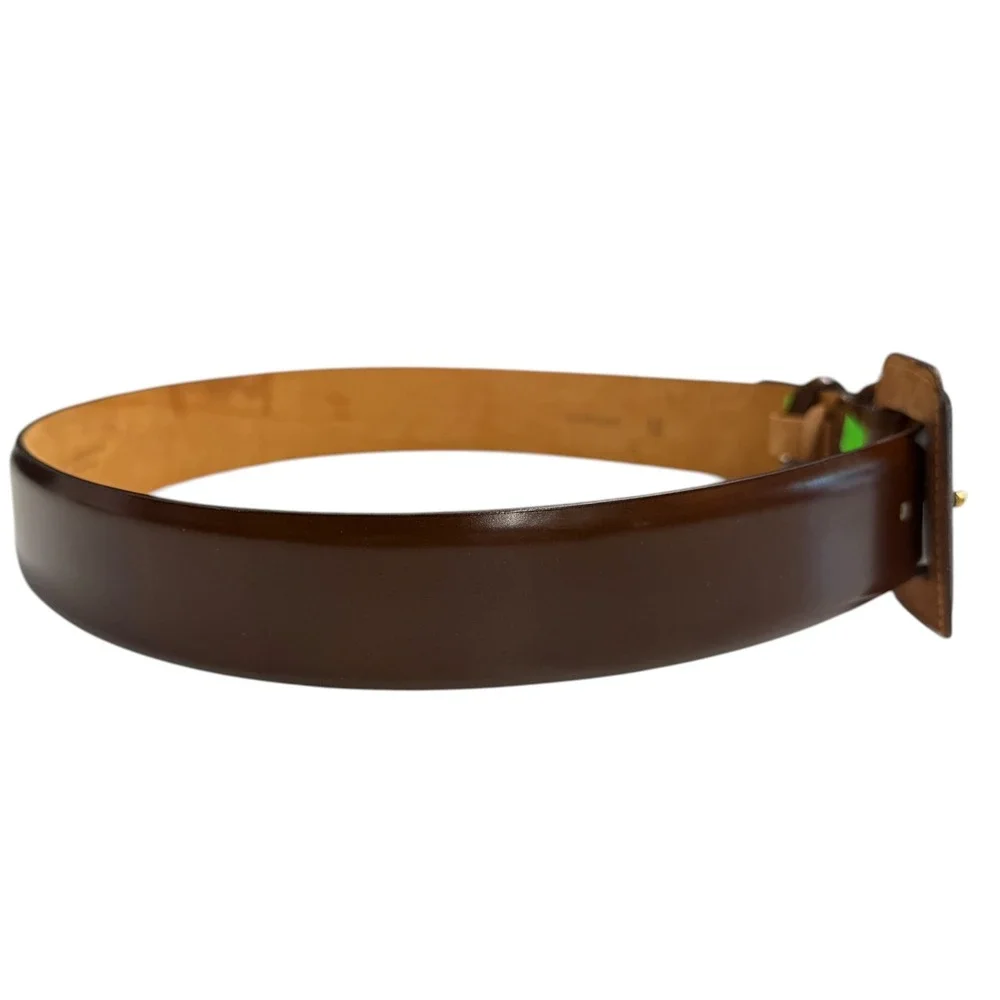 Saks‎ Fifth Avenue Leather Belt Womens Medium Brown Excellent Made in Italy Wide